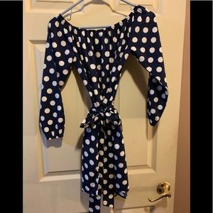 Cute little polkadot off the shoulder romper